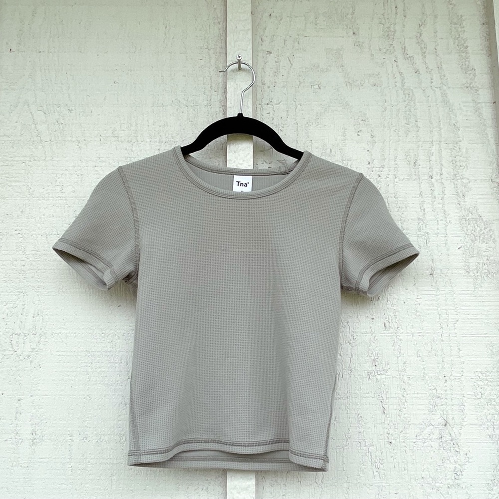 TNA sage green baby tee
